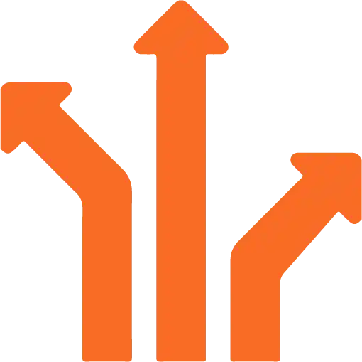 Arrow in three direction representing Flexiblity